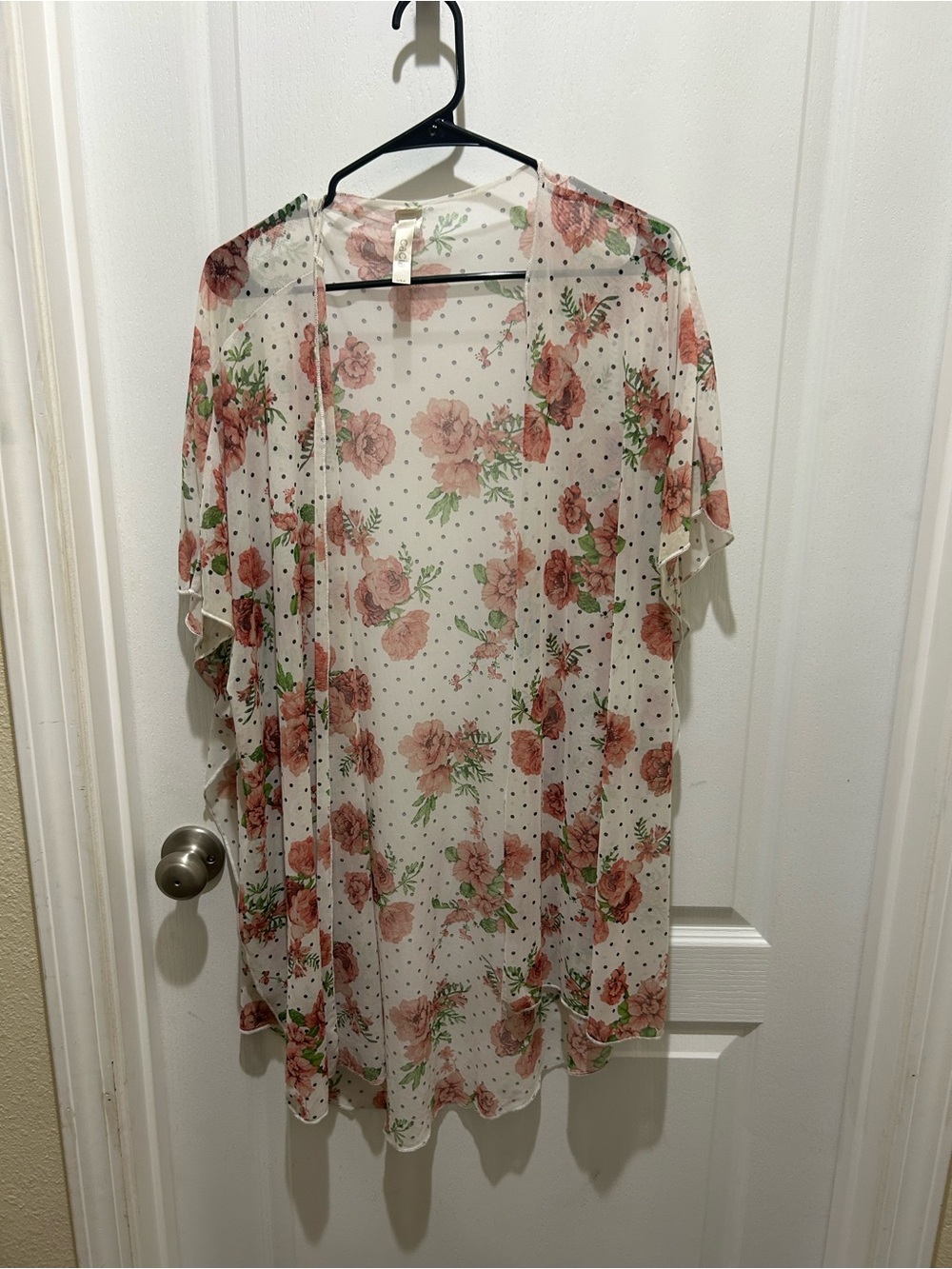 Cacia 1X Sheer Floral Kimono Cover-Up - Pink Rose